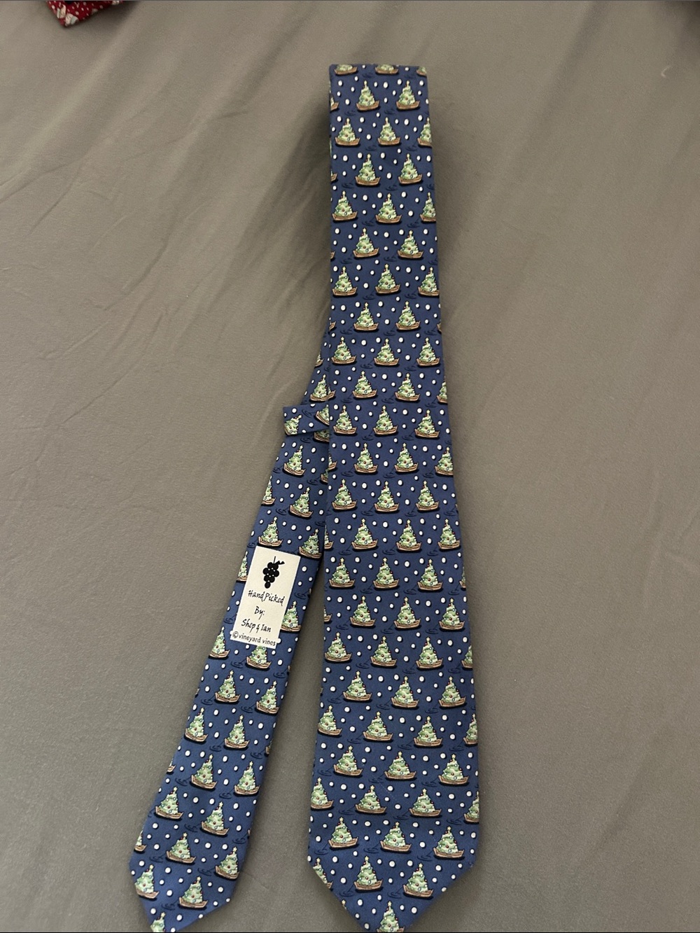Vineyard Vine Holiday Tree Navy Boy’s Silk Tie